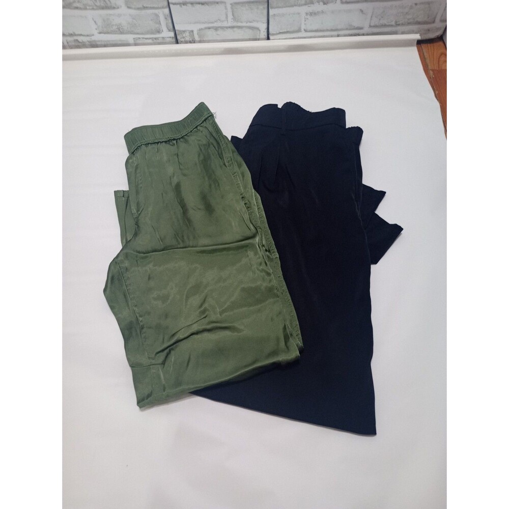 Industry Republic Clothing Two Woman's Pull On Pants Sz M  Olive Satin/Black